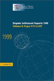Cover of: Dispute Settlement Reports 1999 (World Trade Organization Dispute Settlement Reports) by World Trade Organization