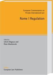 Front cover of Rome I Regulation by Unknown