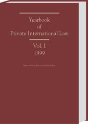 Cover of: Yearbook of Private International Law: 1999