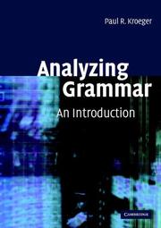 Cover of: Analyzing Grammar by Paul R. Kroeger