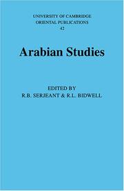 Cover of: Arabian Studies (University of Cambridge Oriental Publications)