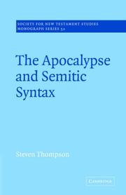 Cover of: The Apocalypse and Semitic Syntax