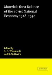 Cover of: Materials for a Balance of the Soviet Economy, 19281930 (Cambridge Russian, Soviet and Post-Soviet Studies)
