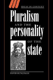 Cover of: Pluralism and the Personality of the State (Ideas in Context)