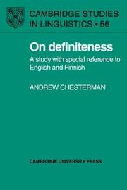 Cover of: On Definiteness: A Study with Special Reference to English and Finnish (Cambridge Studies in Linguistics)