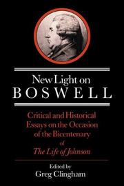Cover of: New Light on Boswell: Critical and Historical Essays on the Occasion of the Bicententary of the 'Life' of Johnson