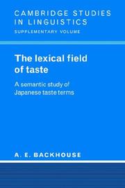 Cover of: The Lexical Field of Taste by A. E. Backhouse