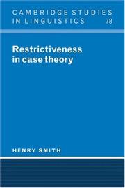 Cover of: Restrictiveness in Case Theory (Cambridge Studies in Linguistics)