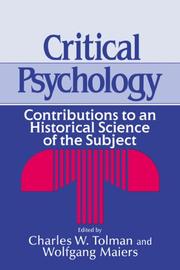 Cover of: Critical Psychology by Charles W. Tolman, Wolfgang Maiers