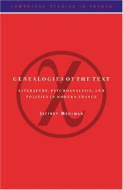 Cover of: Genealogies of the Text by Jeffrey Mehlman, Jeffrey Mehlman