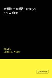 Cover of: William Jaffe's Essays on Walras