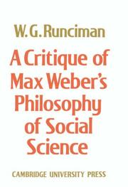 Cover of: A critique of Max Weber's philosophy of social science