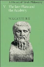 Cover of: A History of Greek Philosophy (Later Plato & the Academy) by W. K. C. Guthrie