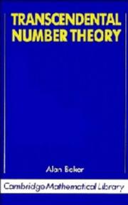 Cover of: Transcendental number theory by Baker, Alan