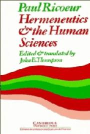 Cover of: Hermeneutics and the Human Sciences by Paul Ricœur, John B. Thompson