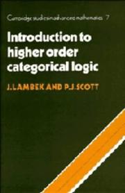 Cover of: Introduction to higher order categorical logic