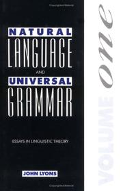 Cover of: Natural language and universal grammar by Lyons, John