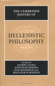 Cover of: The Cambridge history of Hellenistic philosophy by edited by Keimpe Algra ... [et al.].