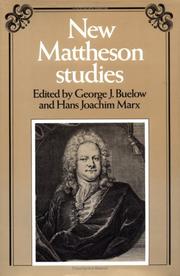 New Mattheson studies by George J. Buelow, Hans Joachim Marx