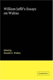 Cover of: William Jaffé's Essays on Walras