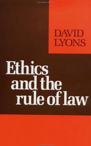 Cover of: Ethics and the rule of law by David Lyons