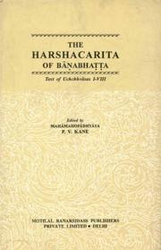 Cover of: The Harshacarita of Banabhatta/Text of Uchchhvasas I-VIII