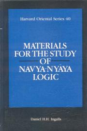 Cover of: Materials For the Study of Navya-Nyaya Logic by Daniel Henry Holmes Ingalls