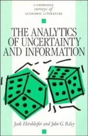 Cover of: The analytics of uncertainty and information