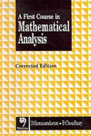 Cover of: A First Course in Mathematical Analysis by D. Somasundaram, B. Choudhary