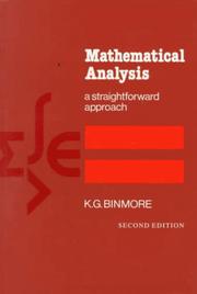 Cover of: Mathematical Analysis by K. G. Binmore, K. G. Binmore