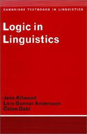 Cover of: Logic in Linguistics (Cambridge Textbooks in Linguistics)