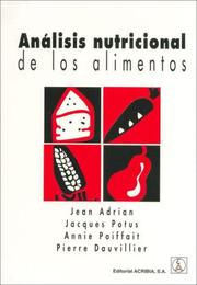 Cover of: Analisis Nutricional de Los Alimentos by Jean Adrian, Pierre Dauvillier, Jacques Potus