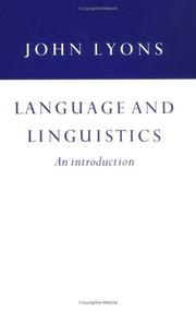 Cover of: Language and linguistics: an introduction