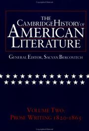 Cover of: The Cambridge History of American Literature, Vol. 2: Prose Writing, 1820-1865 (The Cambridge History of American Literature)