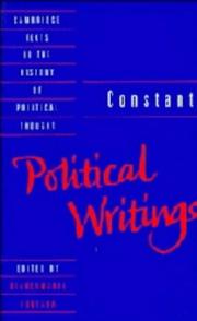Cover of: Political writings | Benjamin Constant