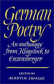Cover of: German Poetry: An Anthology from Klopstock to Enzenberger