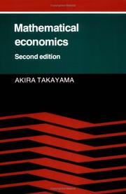 Cover of: Mathematical economics by Akira Takayama