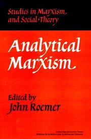 Cover of: Analytical Marxism: Studies in Marxism and Social Theory