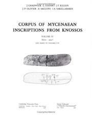 Cover of: Corpus of Mycenaean Inscriptions from Knossos