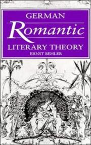 Cover of: German romantic literary theory
