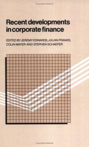 Cover of: Recent developments in corporate finance by edited by Jeremy Edwards ... [et al.].