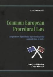Cover of: Common European Procedural Law by Erik Werlauff