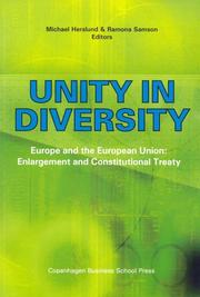 Cover of: Unity in Diversity: Europe and the European Union: Enlargement and Constitutional Treaty