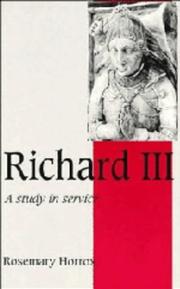 Cover of: Richard III: a study of service