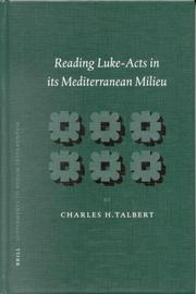 Reading Luke-Acts in Its Mediterranean Milieu (Supplements to Novum Testamentum) by Charles H. Talbert