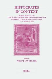 Cover of: Hippocrates in Context by Philip van der Eijk