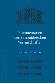 Cover of: Kommentar zu den simonideischen Versinschriften (Mnemosyne, Bibliotheca Classica Batava Supplementum)