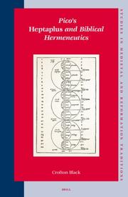 Cover of: Pico's Heptaplus and Biblical Hermeneutics (Studies in Medieval and Reformation Traditions) by Crofton Black