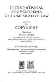 Cover of: International Encyclopedia of Comparative Law, Volume XIV