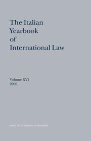 Cover of: The Italian Yearbook of International Law, 2006 (The Italian Yearbook of International Law)